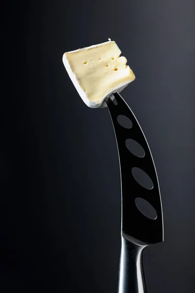 ナイフで柔らかいチーズ スペースのコピー — ストック写真
