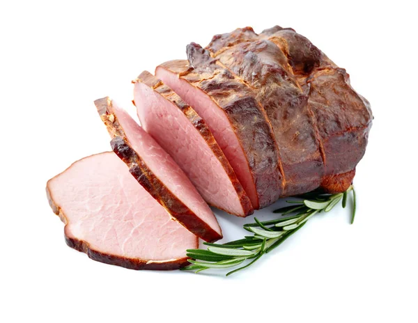 Ham Rosemary Isolated White Background — Stock Photo, Image