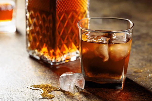 Whiskey Frosted Glass Ice Alcoholic Drink Natural Ice — Stock Photo, Image