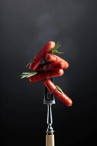 Salchichas Parrilla Con Romero Tenedor — Foto de Stock