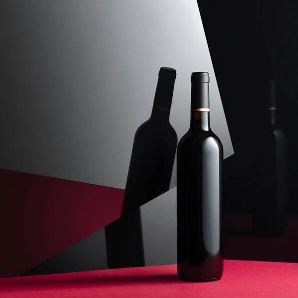 Unopened Bottle Red Wine Concept Image Copy Space — Stock Photo, Image