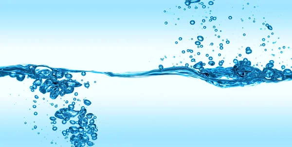 Blaues Wasser Spritzt Wellenoberfläche Mit Luftblasen — Stockfoto