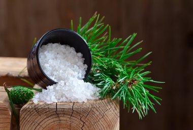 iğne yapraklı aroması ile deniz tuzu 