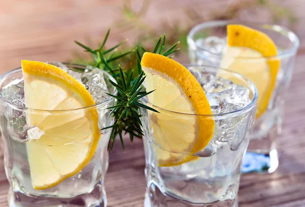 Gin mit Zitrone und Eis — Stockfoto