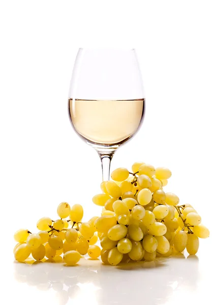 Grape and wine on white background — Stock Photo, Image