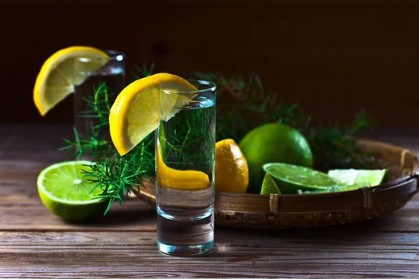 Gin mit Zitrone — Stockfoto