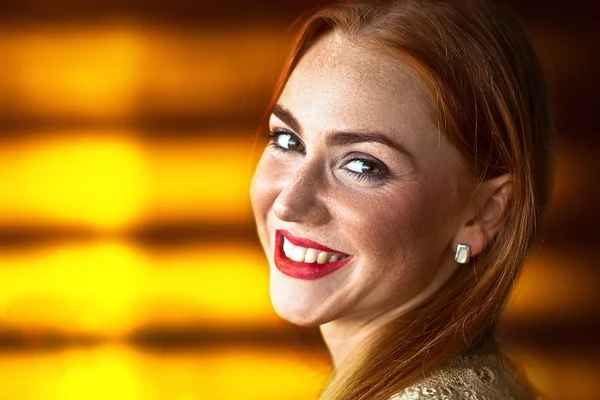 Happy redhaired woman — Stock Photo, Image