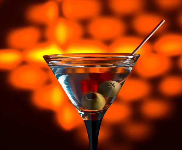Trockene Martini mit Oliven — Stockfoto
