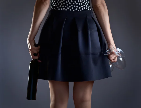 Woman with wine — Stock Photo, Image