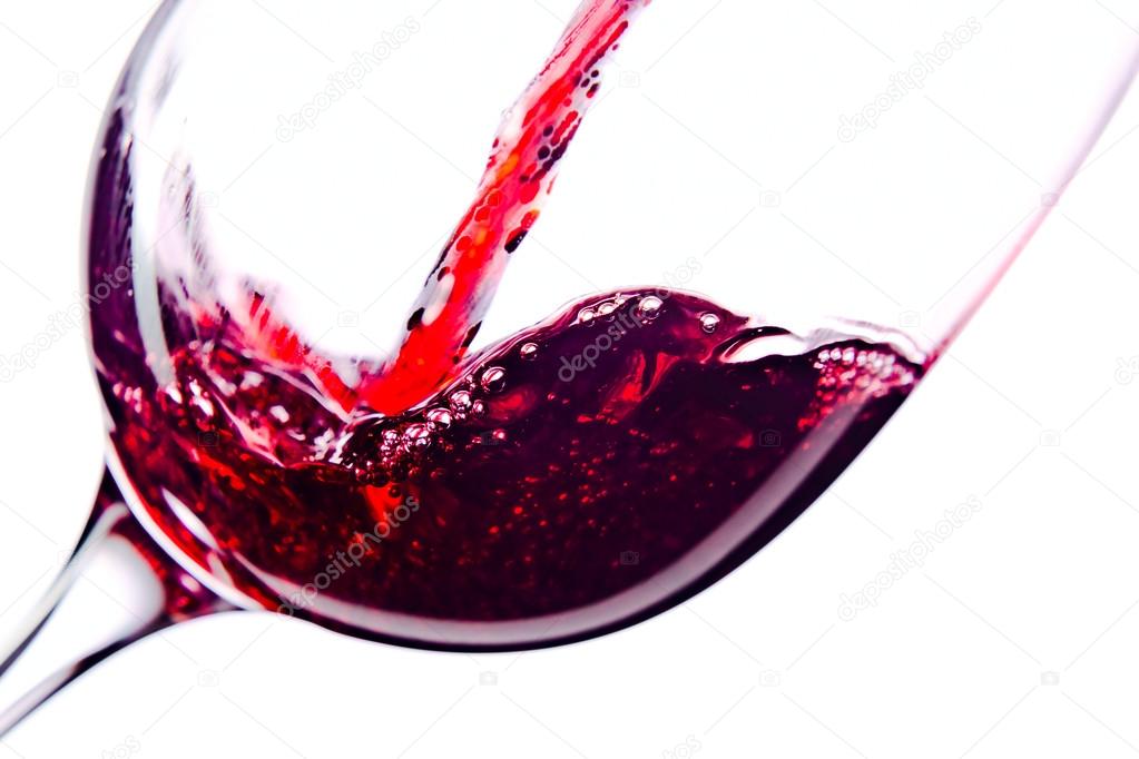  Red wine on white background