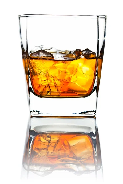 Whiskey and natural ice isolated on white — Stock Photo, Image