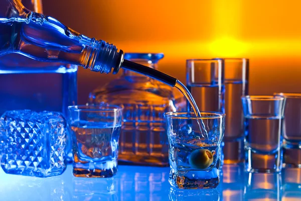 Vodka  on glass table — Stock Photo, Image