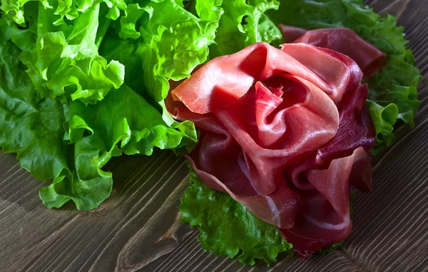 Jamon with salad — Stock Photo, Image