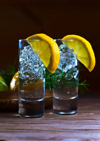 Gin mit Zitrone — Stockfoto