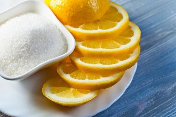 Lemon with sugar — Stock Photo, Image