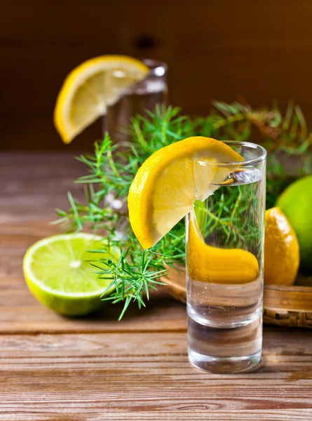 Gin mit Zitrone — Stockfoto