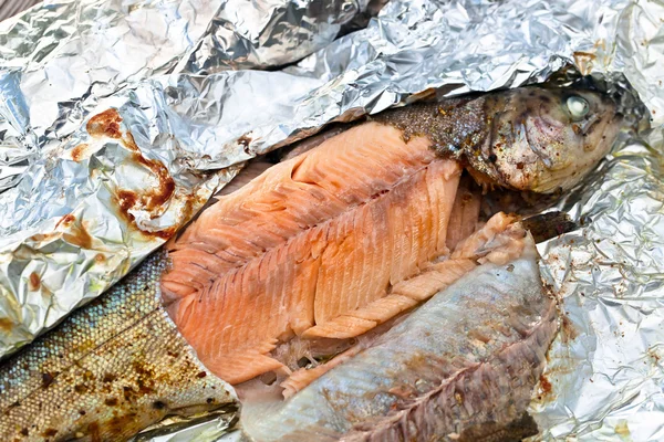 Trout baked in foil — Stock Photo, Image