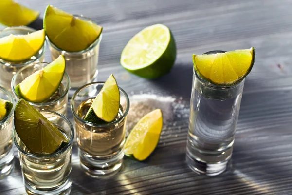 Tequila with salt and lime — Stock Photo, Image