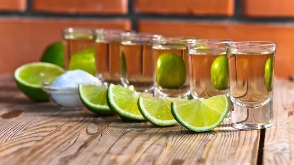 Tequila with salt and lime — Stock Photo, Image