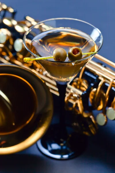 Martini and sax — Stock Photo, Image