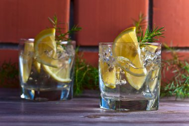 limon ve buz ile alkollü içki 
