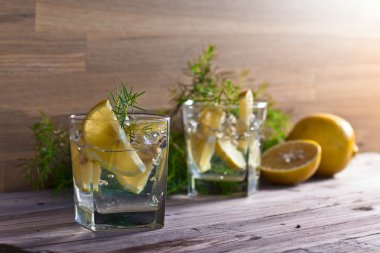 limon ve buz ile alkollü içki 