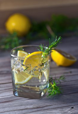 limon ve buz ile alkollü içki 