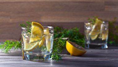 limon ve buz ile alkollü içki 