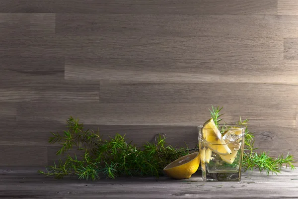 Alkoholický nápoj s citronem a LED — Stock fotografie