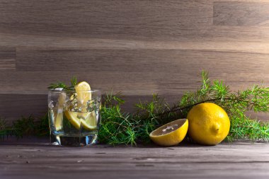 limon ve buz ile alkollü içki 