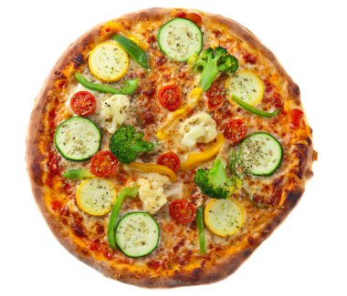  Beyaz arkaplanda izole edilmiş pizza