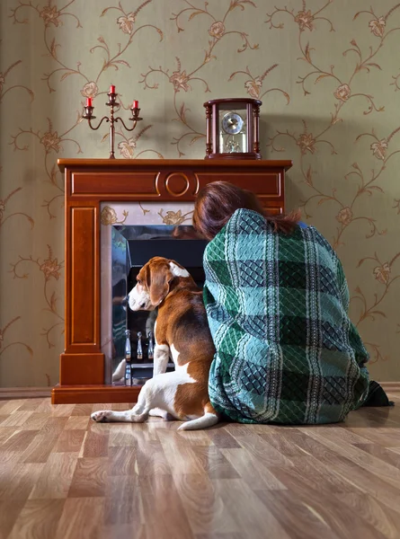 Donna con cane — Foto Stock