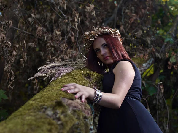 Witch in dark forest — Stock Photo, Image