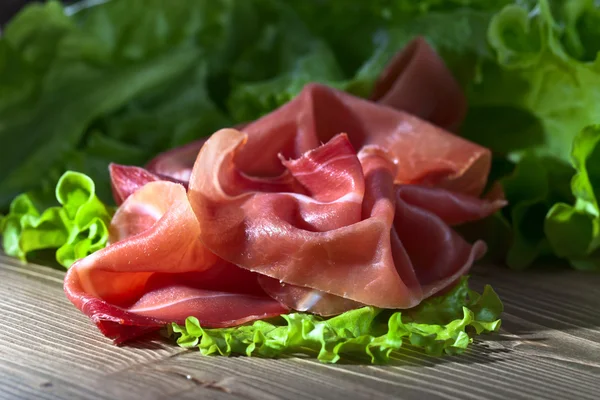 Jamon and salad — Stock Photo, Image