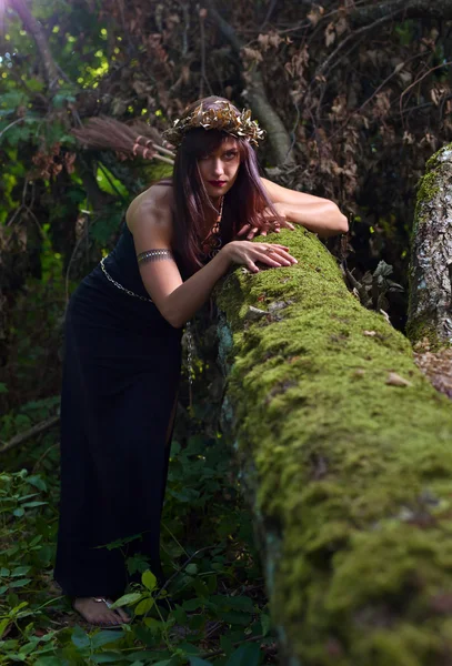 Witch in dark forest — Stock Photo, Image