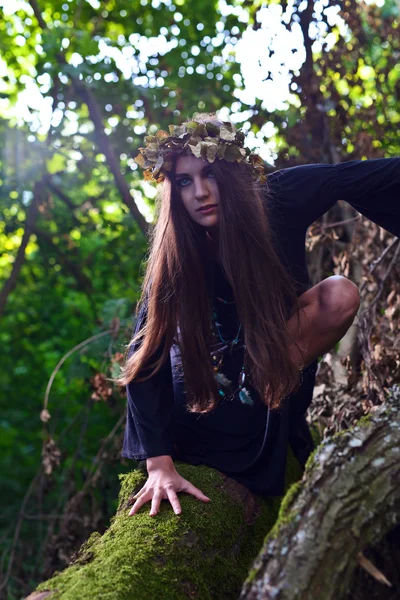 Witch in dark forest — Stock Photo, Image