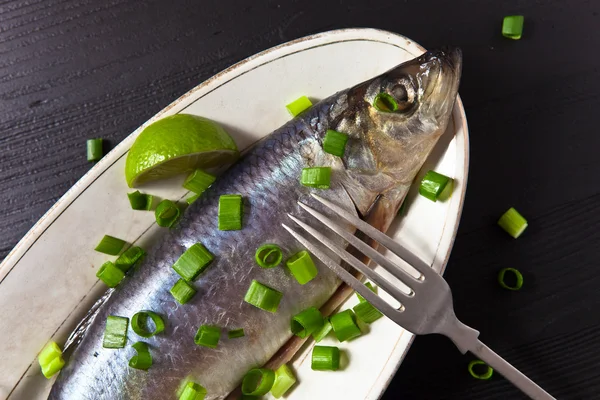 Herring with green onion — Stock Photo, Image