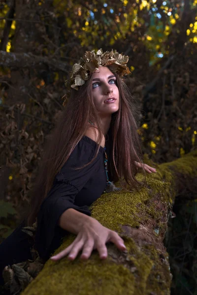 Witch in dark forest — Stock Photo, Image