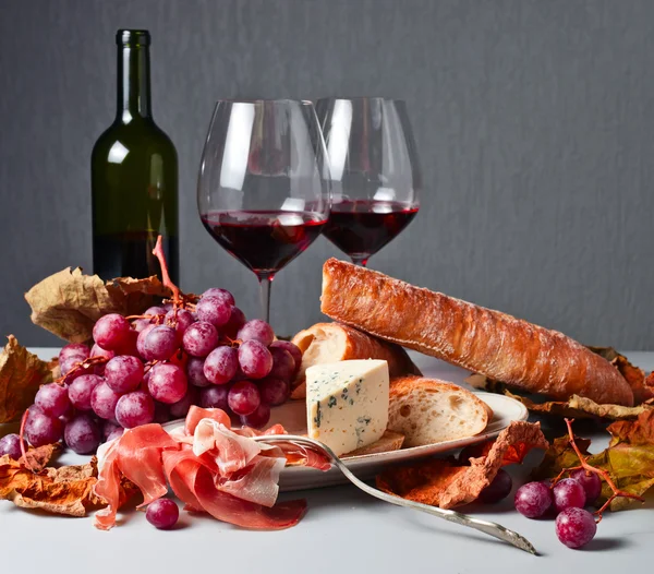 Jamon och rött vin — Stockfoto