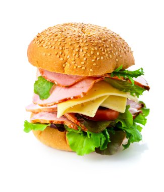 Beyaz arkaplanda izole edilmiş burger