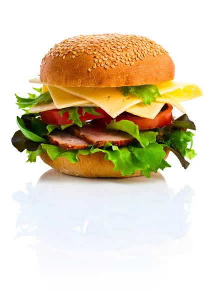 Burger izolované na bílém pozadí — Stock fotografie