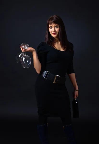 Young beautiful woman with red wine — Stock Photo, Image