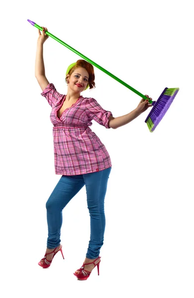 Young beautiful woman with brush — Stock Photo, Image