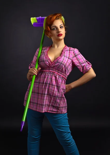Woman with brush — Stock Photo, Image