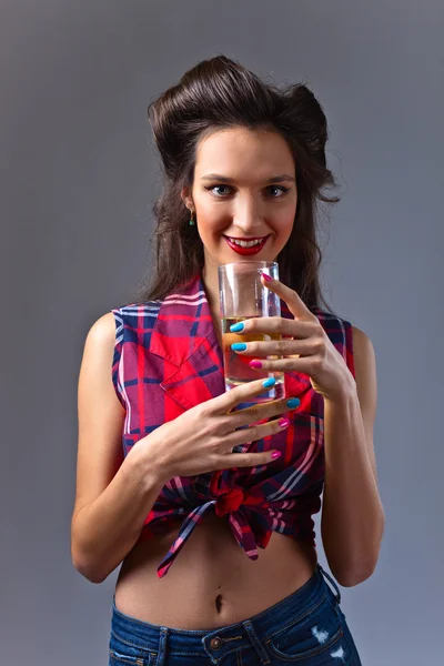 Young beautiful woman with juice Stock Image