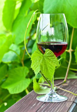 Kırmızı şaraplı bardak.