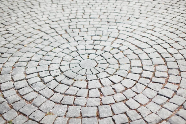 Textur Bakgrund Sten Trottoar Grå Granit Som Anges Cykliska Cirklar — Stockfoto