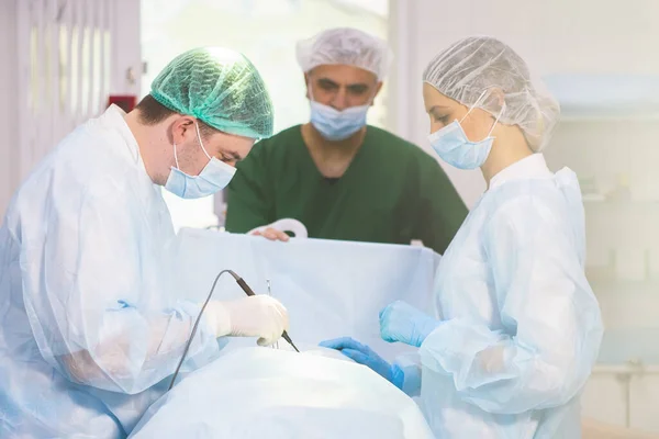 Équipe Urgence Chirurgien Infirmière Anesthésiste Avant Chirurgie — Photo