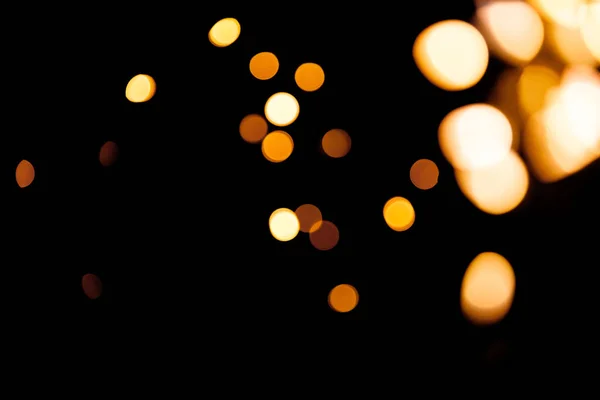 Bright Yellow Blurry Lights Black Background Bokeh Post Processing Photos — Stock Photo, Image