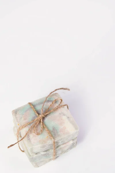 Homemade Handmade Soap Sandalwood Scent Jute Twine Small Business Organic — Stock Photo, Image